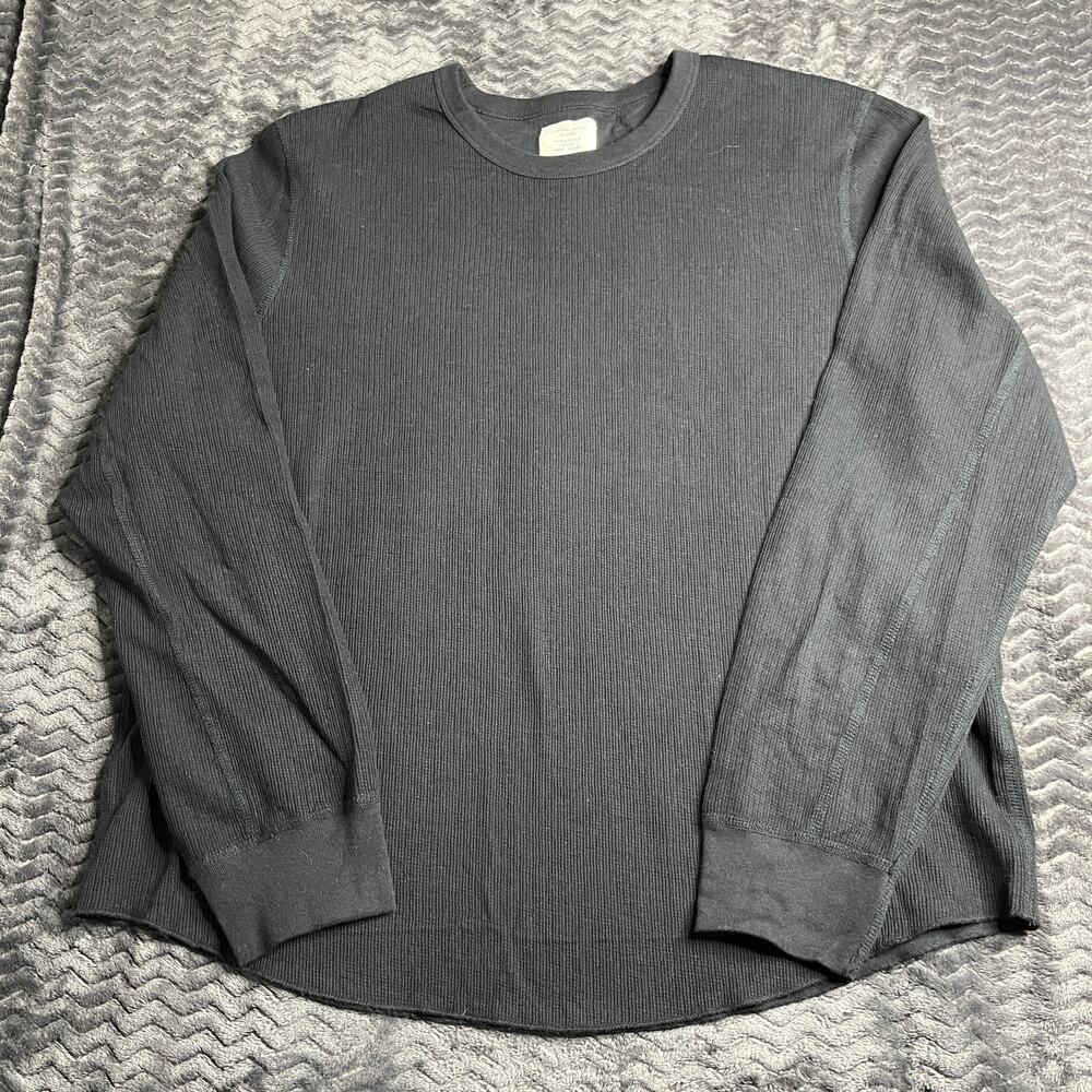 Buck Mason Vintage Thermal Surplus Tee Shirt size 2XL Cotton Long sleeves Black